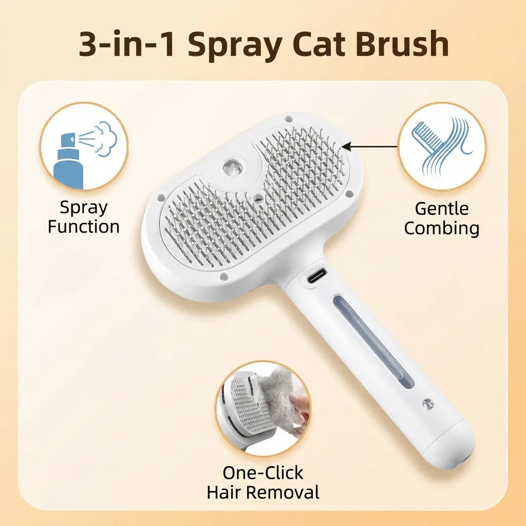 CATMUSE 3-in-1 Self-Cleaning Steam Deshedding Brush - Ultimate Grooming & Massage Tool for Cats & Dogs of All Coat Types