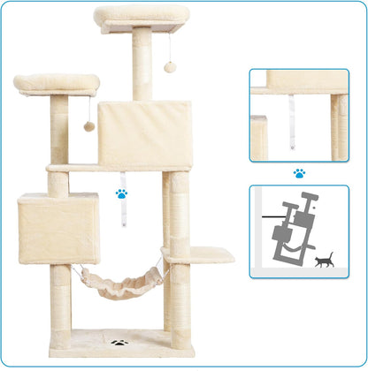 Scratch‑Resistant Cat Tree Condo 🐾✨ Multi‑Level Tower with Hammock for Large Cats