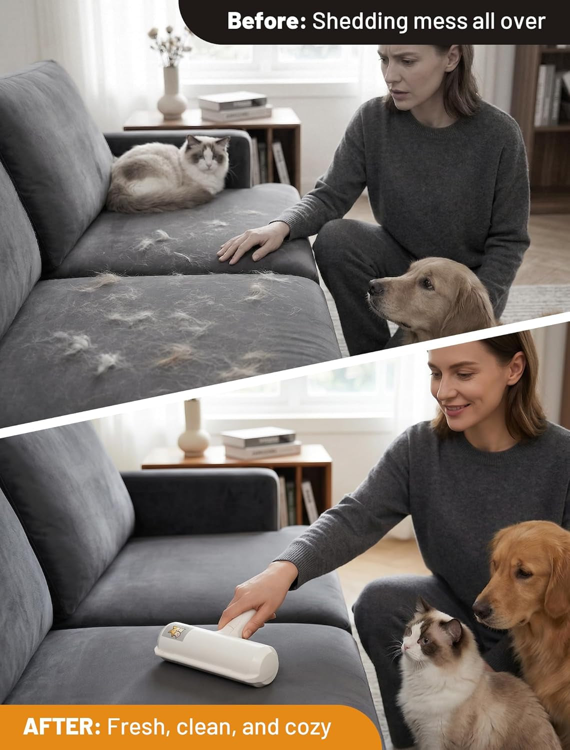 Reusable Pet Hair Remover – Portable Lint Roller for Dog & Cat Hair on Furniture  