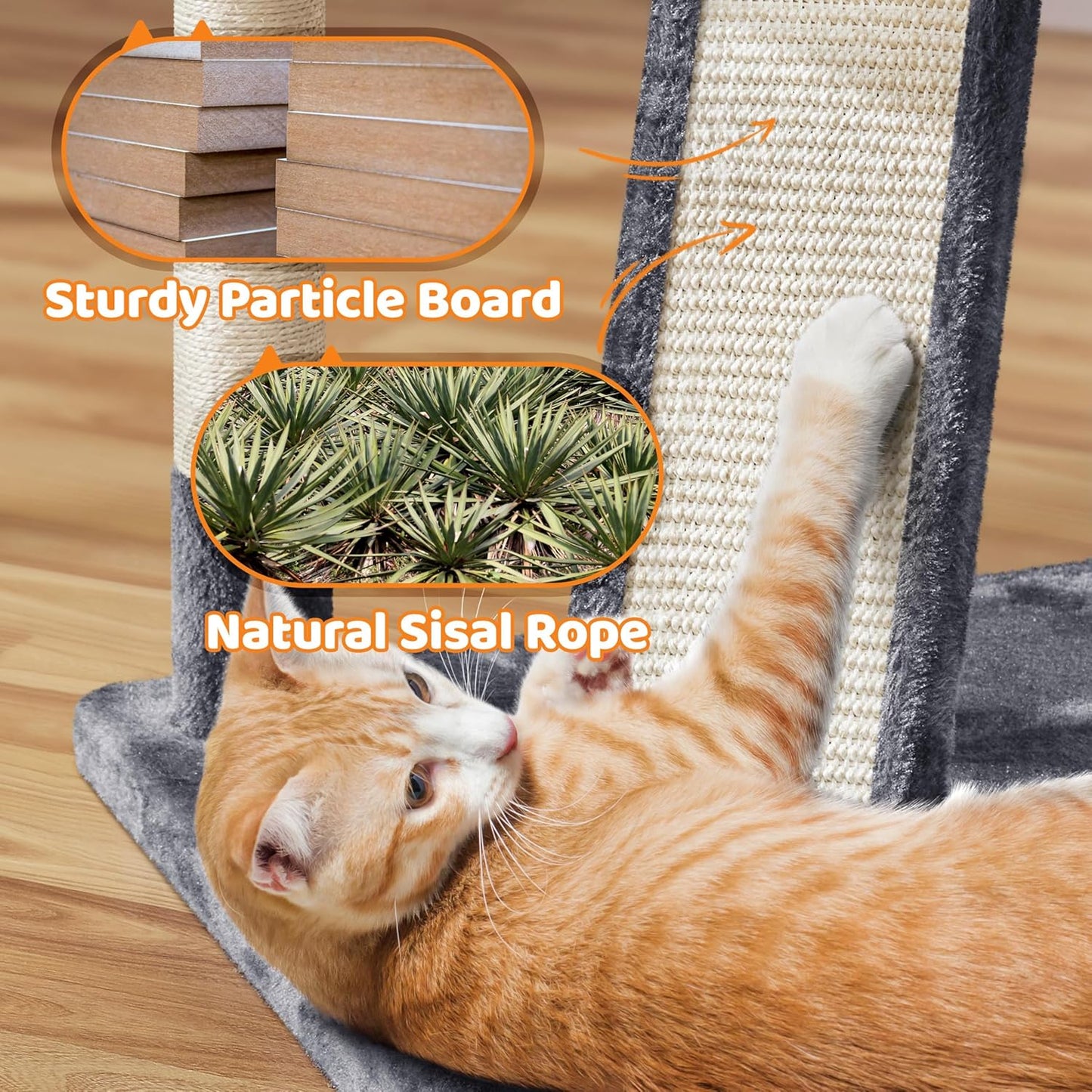 Yaheetech 68.5" Large Cat Tree Tower - Stable Multi-Level Cat House with 3 Wide Perches, Spacious Condo, and Sisal-Covered Scratching Posts - Dark Gray