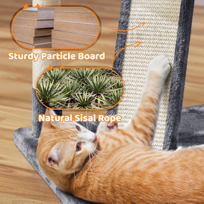 Yaheetech 68.5" Large Cat Tree Tower - Stable Multi-Level Cat House with 3 Wide Perches, Spacious Condo, and Sisal-Covered Scratching Posts - Dark Gray