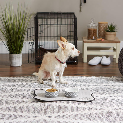 Ceramic Non‑Skid Pet Bowls 🍽️🐾 Set of 2 Lattice Design for Cats & Dogs – 4.25"