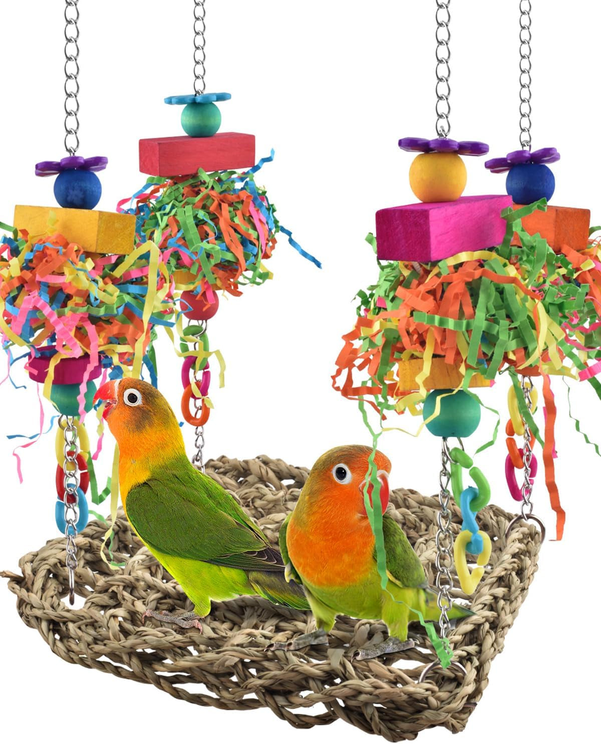 🦜 Bird Grass Swing Mat & Climbing Hammock Toy for Conures, Parakeets, Budgies 🪶