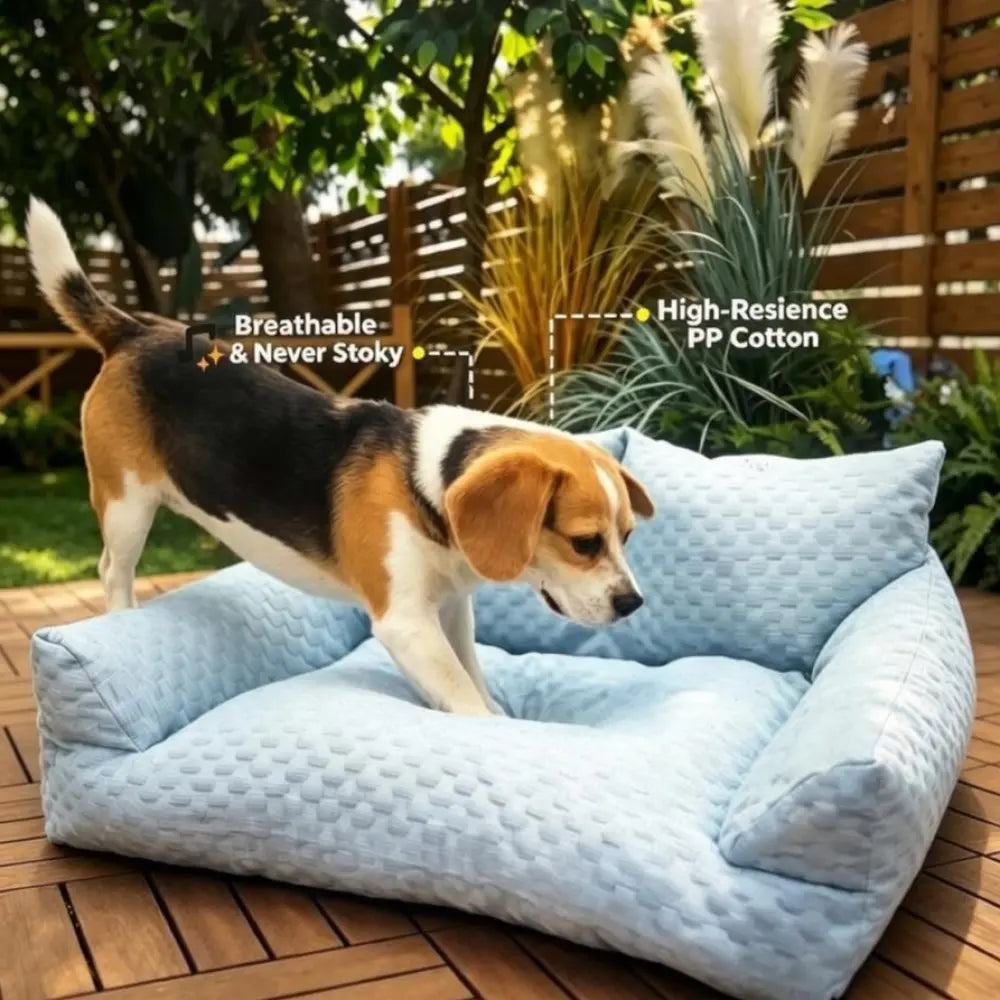 Luxurious Cooling Sofa for Dogs & Cats - Ice Bean Fabric with Soothing Massage Beads for Ultimate Comfort! Perfect for Small to Medium Pets!