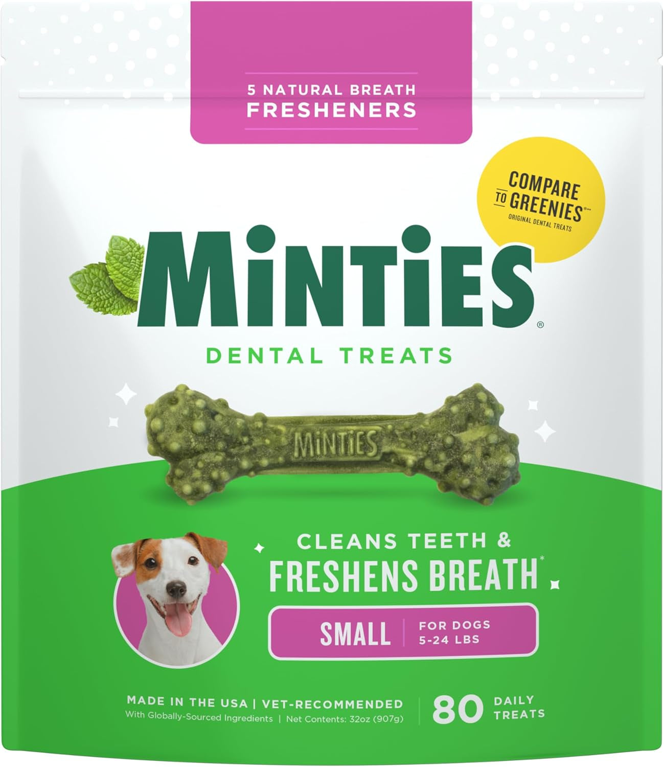 Minty Dental Chews for Dogs 🐶🌿 20ct Vet‑Recommended Treats Clean Teeth & Freshen Breath