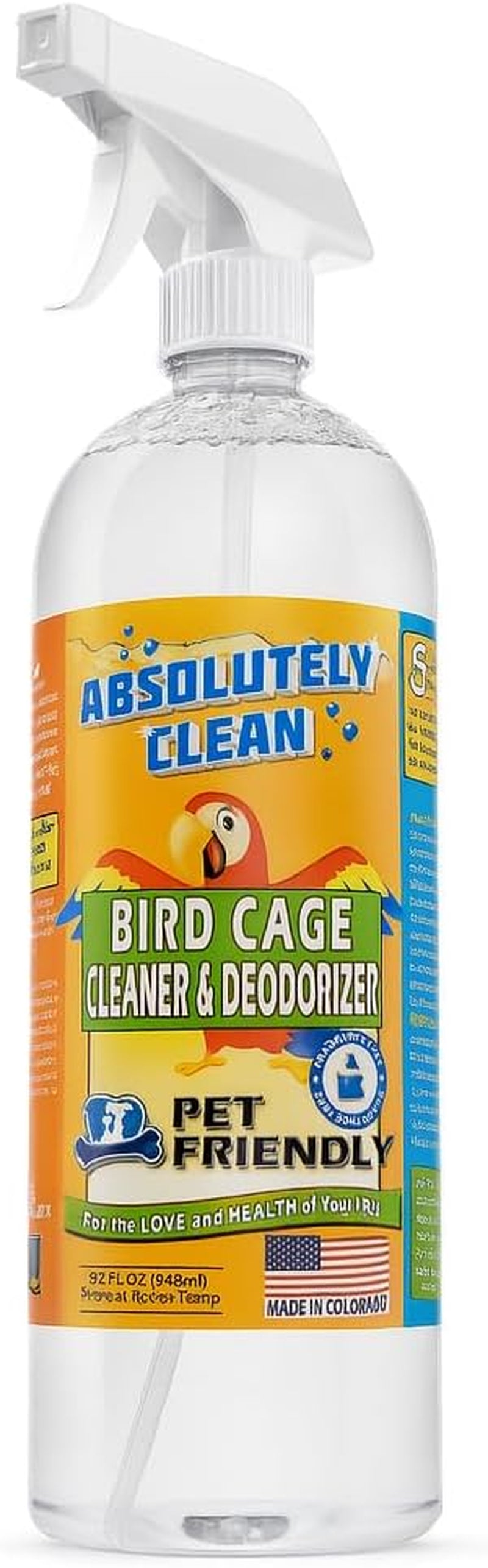 Absolutely Clean Bird Cage Cleaner 🐦✨ Enzyme Poop Remover & Odor Eliminator 16oz