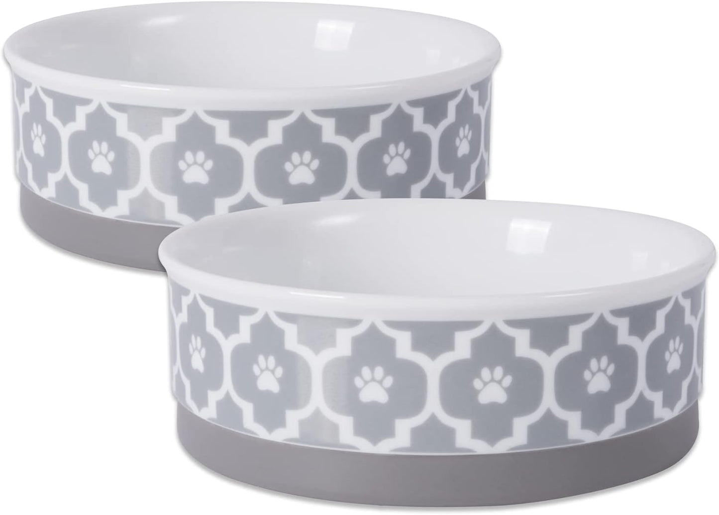 Ceramic Non‑Skid Pet Bowls 🍽️🐾 Set of 2 Lattice Design for Cats & Dogs – 4.25"