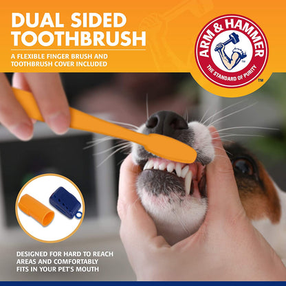 Tartar Control Dog Dental Care Kit - Banana Mint Toothpaste with Baking Soda, Double-Sided Toothbrush & Finger Brush - 3-Piece Set, 2.5 Oz