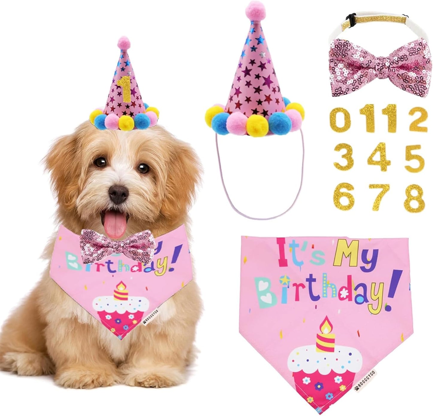 Blue Dog Birthday Bandana, Party Hat & Bow Tie Set for Medium/Large Pups 🎂🐾