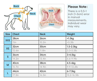 Chic Pink Lace Harness & Leash Set for Small Pets - Floral Vest-Style Design, Ideal for Dogs & Cats, Perfect for Stylish Walks!