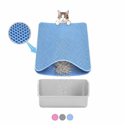 Large Pink Cat Litter Mat - Waterproof Double Layer Honeycomb Design for Effective Litter Trapping, Non-Slip, 35x24 Inches, Perfect for Cat Supplies