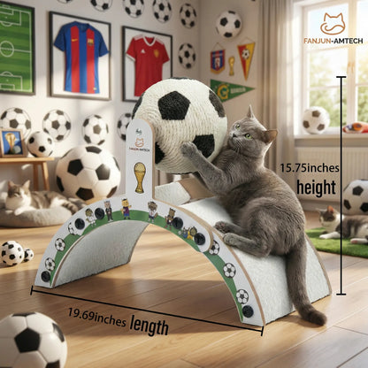 Durable Soccer Ball Cat Scratching Post - Upgraded Corrugated Cardboard Arch Bridge for Endless Fun!