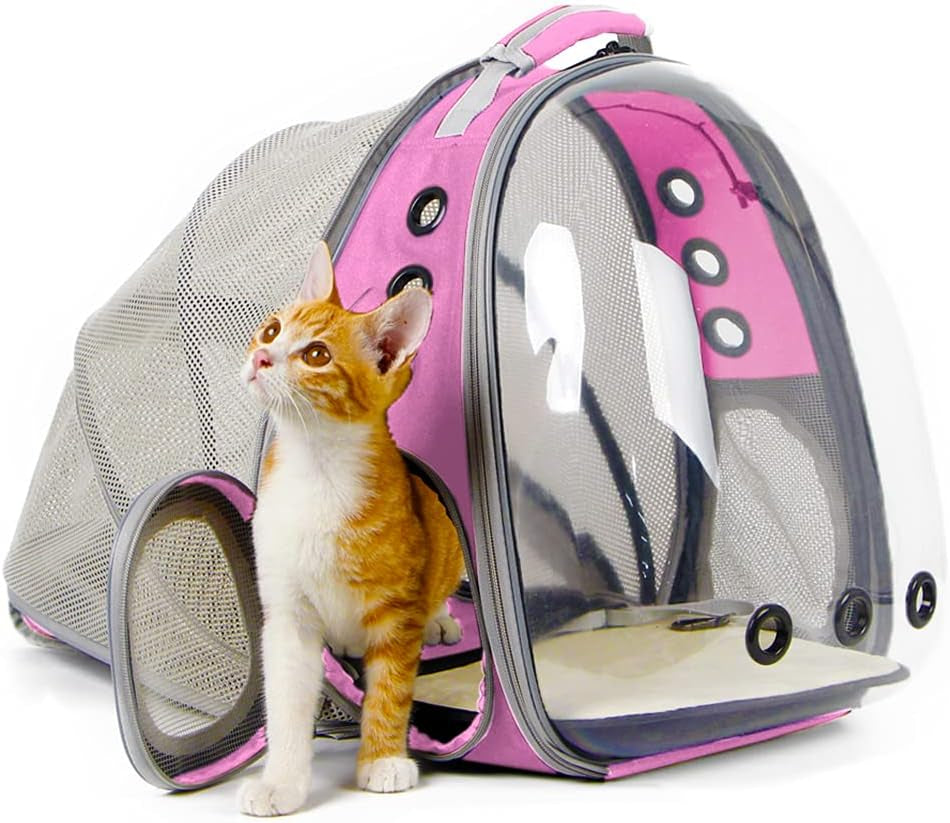 🐱🚀 Back‑Expandable Cat Backpack Carrier — Space Capsule Bubble Window (Up to 12 lbs)