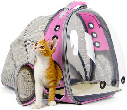 🐱🚀 Back‑Expandable Cat Backpack Carrier — Space Capsule Bubble Window (Up to 12 lbs)
