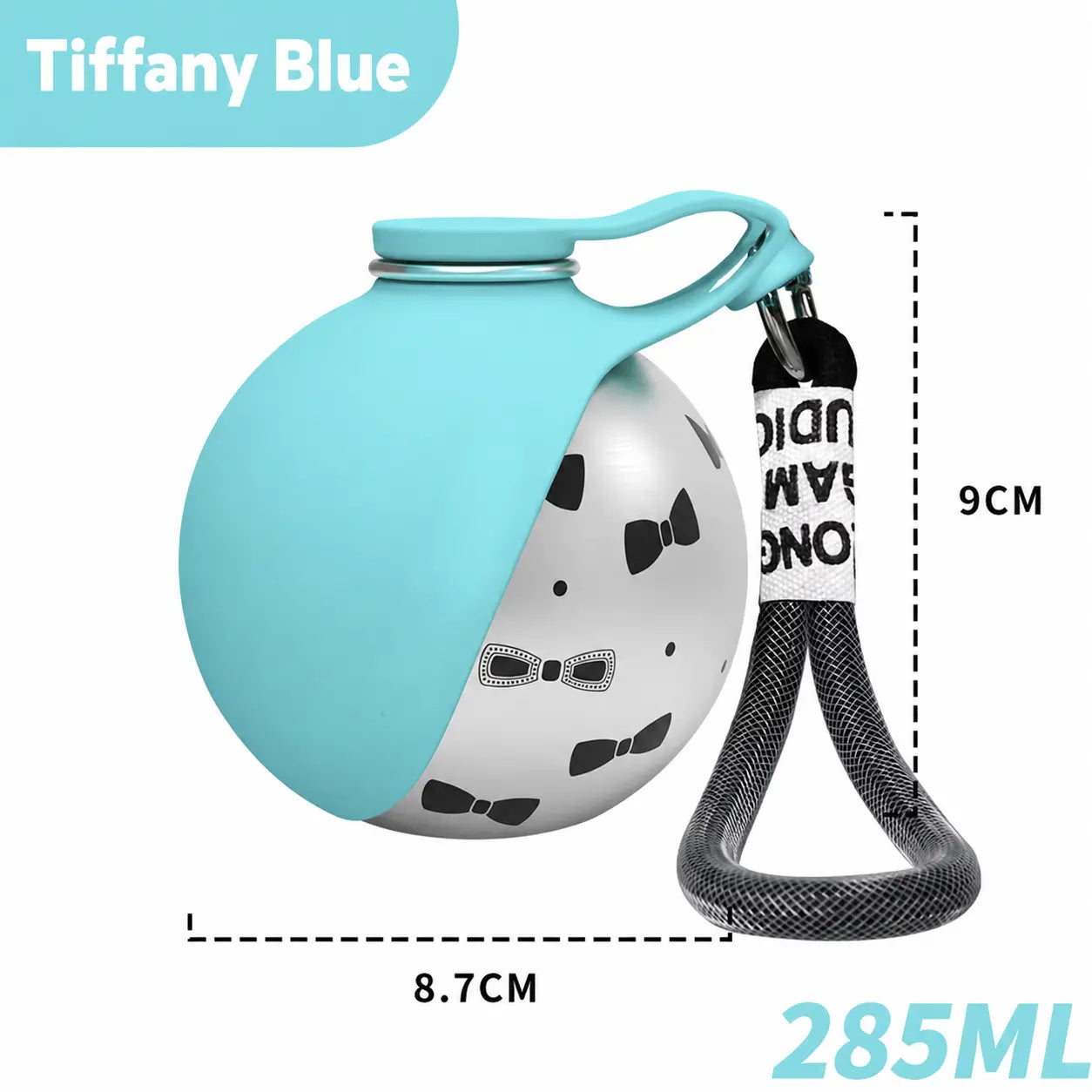 Portable Stainless Steel Pet Water Bottle with Poop Bag Holder - Leak-Proof 285Ml Travel Dispenser for Dogs & Cats