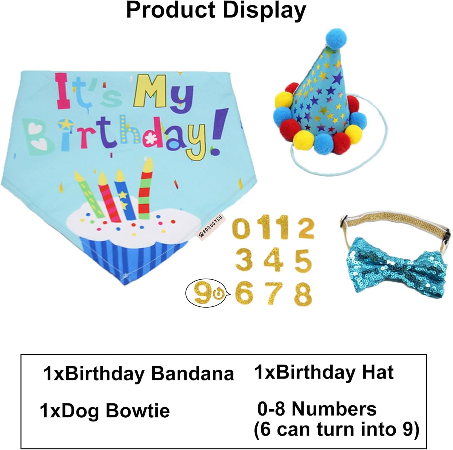 Blue Dog Birthday Bandana, Party Hat & Bow Tie Set for Medium/Large Pups 🎂🐾