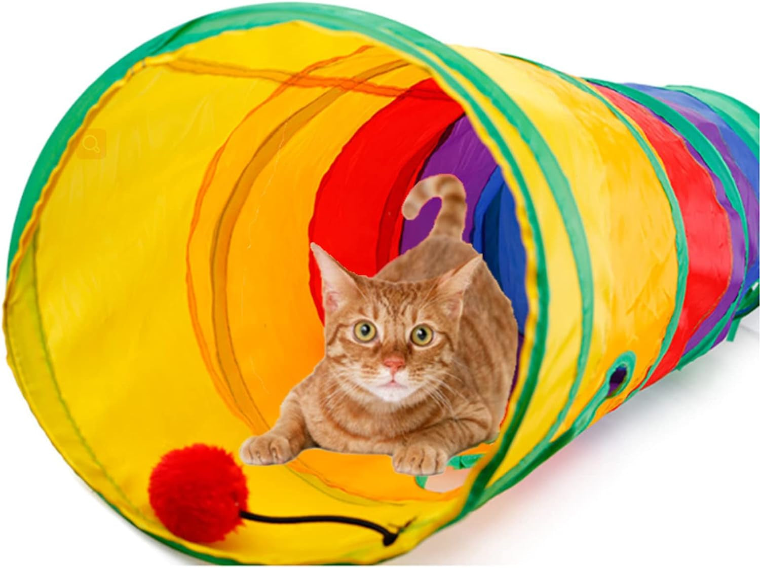 Ultimate 32-Piece Interactive Cat Toys Set - Foldable Rainbow Tunnel, Feather Teasers, Crinkle Balls & More for Hours of Fun!