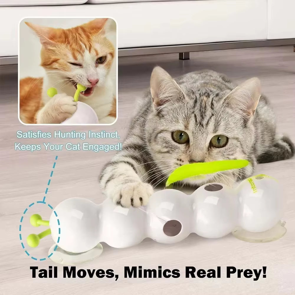 🐛⚡ Caterpillar Motion‑Activated Cat Toy — Wack‑A‑Worm Rechargeable Teasing Post with Tail