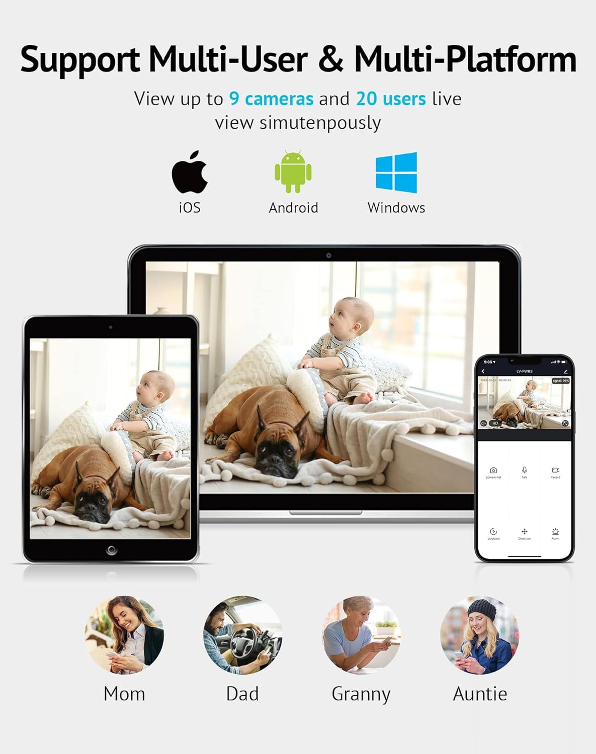 1080P 360° Indoor Security Camera - Smart Baby/Pet Monitor with Motion Alerts, Night Vision, 2-Way Audio, App Control & Alexa Compatibility