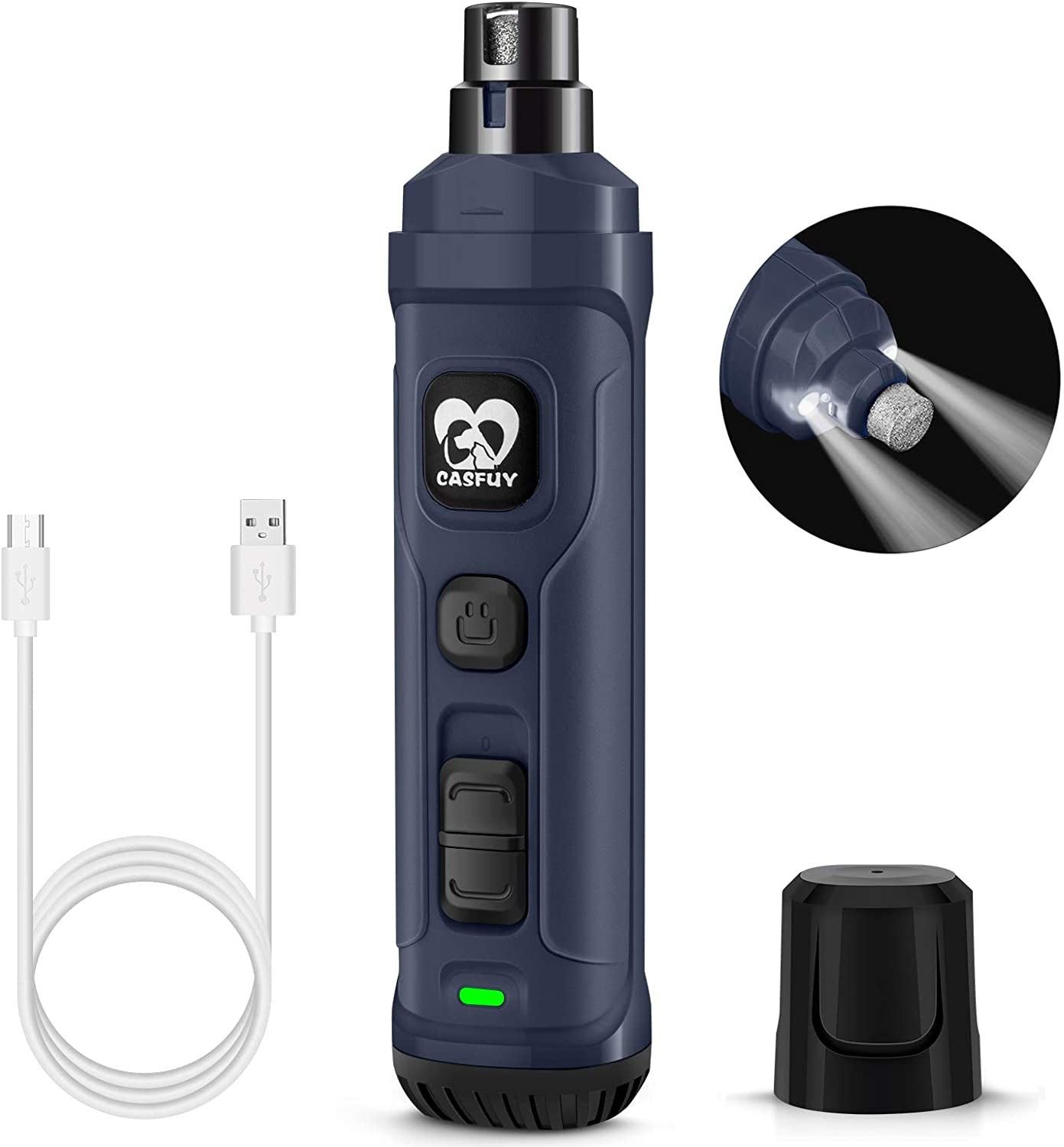 🐾✨ Dog Nail Grinder with 2 LED Lights — Quiet, Powerful, Painless Grooming for Dogs & Cats