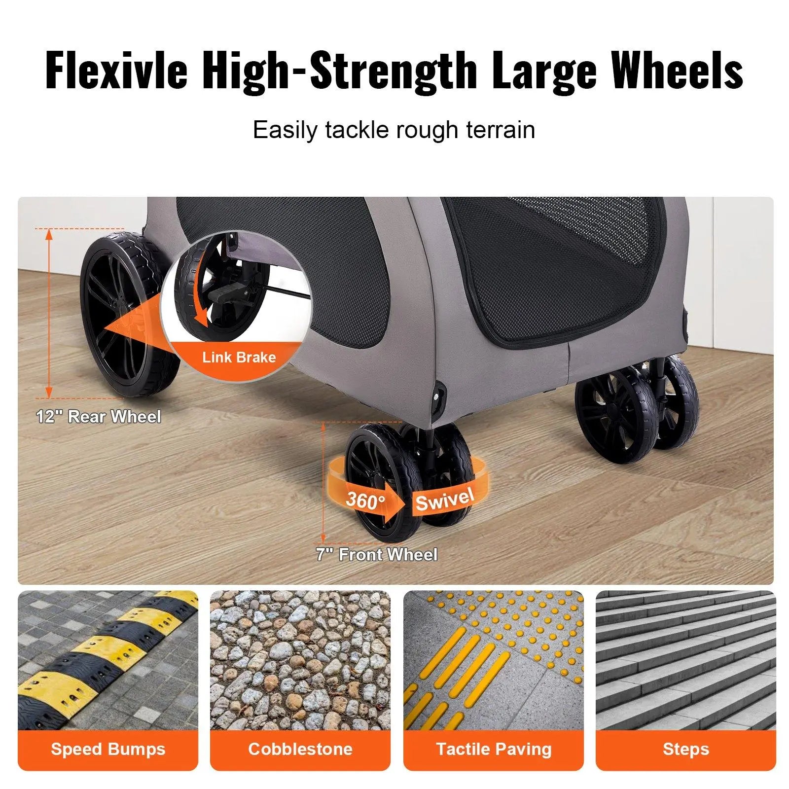 Ultimate Comfort Pet Stroller - 4-Wheel Carrier for Dogs Up to 160 lbs, Perfect for Any Adventure!