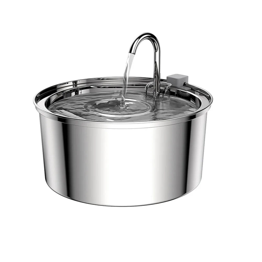 Automatic Stainless Steel Pet Water Fountain – USB Quiet Filtered Drinking Bowl
