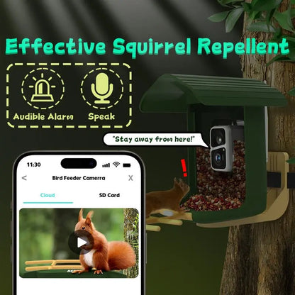 Wireless Outdoor Bird Feeder with Camera Auto Capture 1080P Real-Time Viewing AI Identify Wild Bird Motion Detection IP65 Waterproof 5000Mah Battery