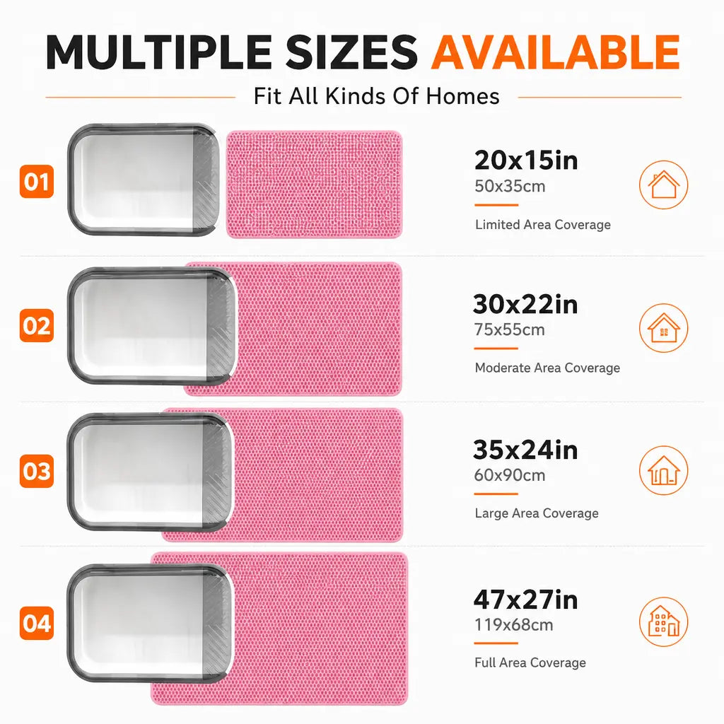 Large Pink Cat Litter Mat - Waterproof Double Layer Honeycomb Design for Effective Litter Trapping, Non-Slip, 35x24 Inches, Perfect for Cat Supplies