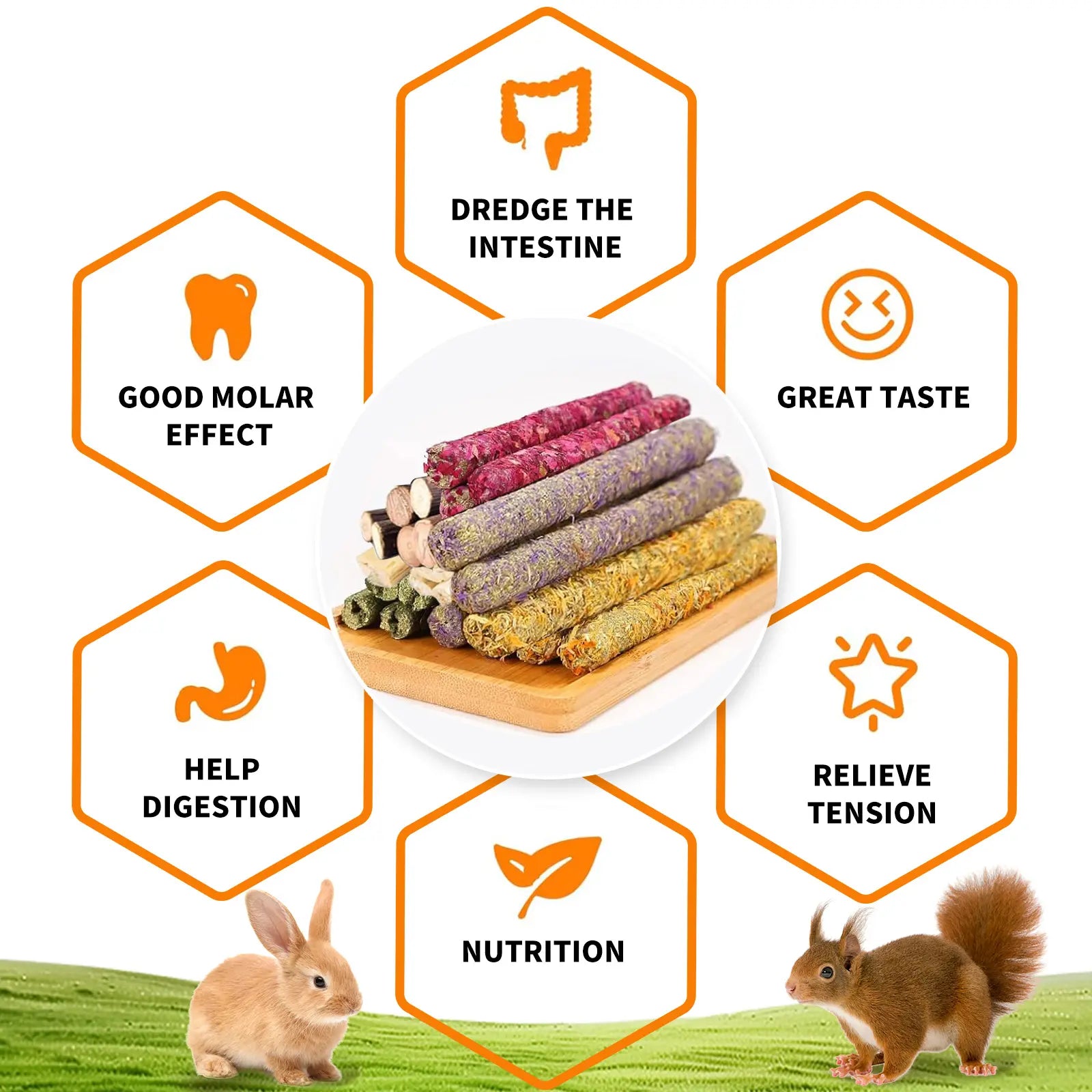 Delightful Rabbit Chew Toys Basket with Sweet Bamboo & Timothy Hay - Perfect for Bunnies, Chinchillas, Guinea Pigs, Hamsters, and Rats!