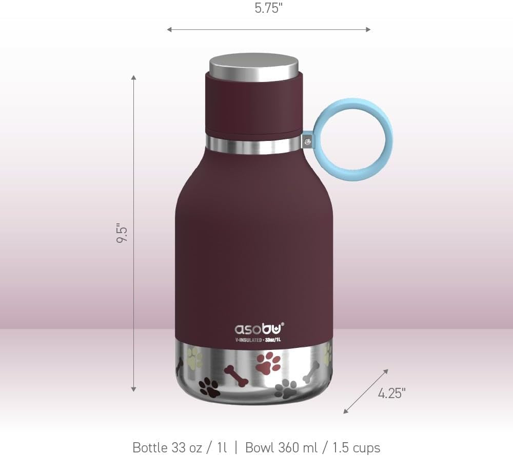 Dog Buddy Bottle 🐾✨ Stainless Steel Insulated Water Bottle with Detachable Dog Bowl & Treat Storage