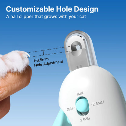 Potaroma Premium Adjustable Cat Nail Clipper with Integrated Nail File - Anti-Splash Grooming Tool for Kittens (Blue)