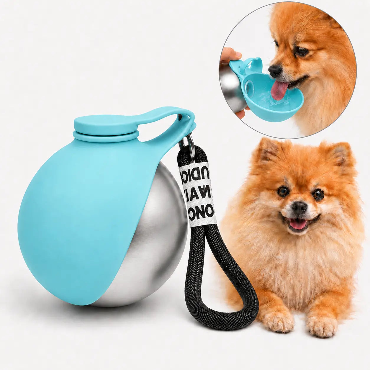 Portable Stainless Steel Pet Water Bottle with Poop Bag Holder - Leak-Proof 285Ml Travel Dispenser for Dogs & Cats