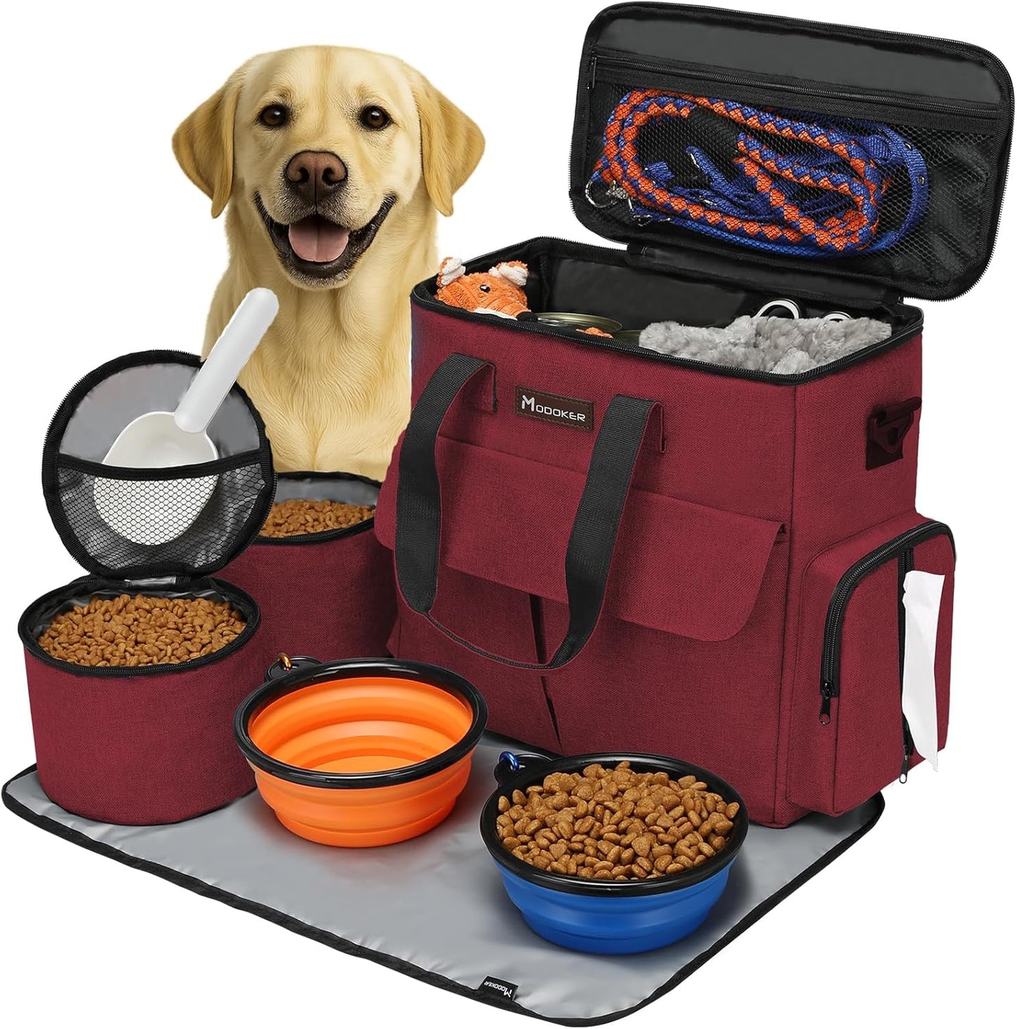 Modoker Dog Travel Bag ✈️🐾 Airline‑Approved Weekend Organizer w/ Bowls & Food Bags