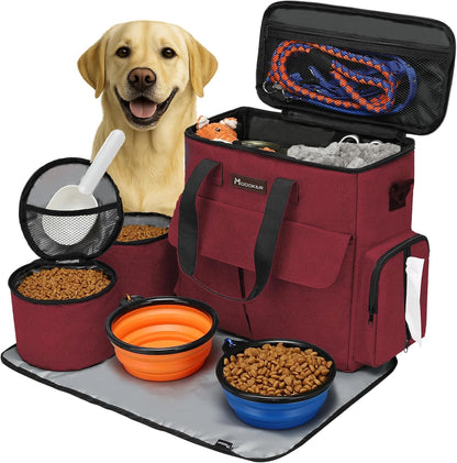 Modoker Dog Travel Bag ✈️🐾 Airline‑Approved Weekend Organizer w/ Bowls & Food Bags