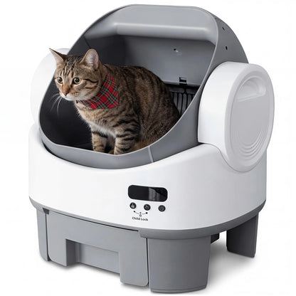 Warcat Next-Gen Automatic Self-Cleaning Cat Litter Box - Safe, Easy & App-Free Design!