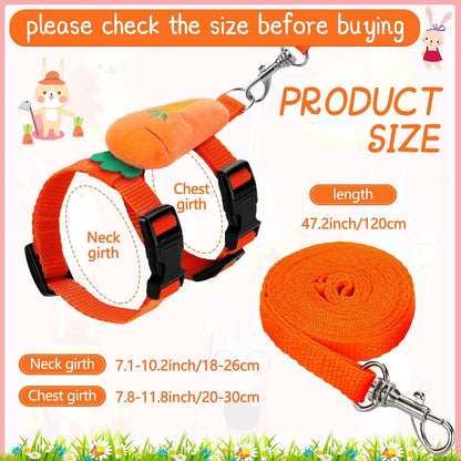 Adjustable 4-Pack Rabbit Harness and Traction Rope Set - Perfect for Walking Small Pets!