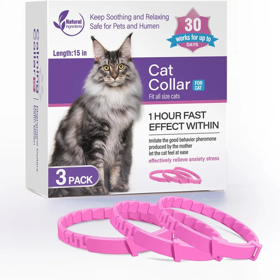 Adjustable Calming Collars – Pheromone Anxiety Relief for Dogs & Cats, 3/4 Pack  