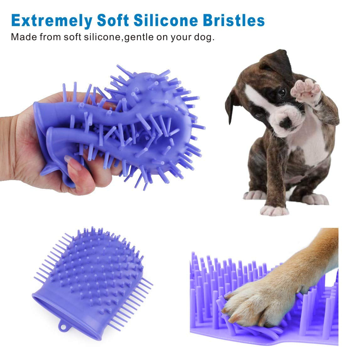 Portable Dog Paw Cleaner Cup with Towel - Pro Pet Foot Washer & Massager for Clean Claws (Purple)