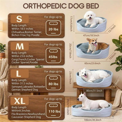 GTPLAYER Plush Dog Bed - Comfortable & Washable Pet Sofa with Waterproof Base, Non-Slip Design for Small to X-Large Dogs - Grey Color