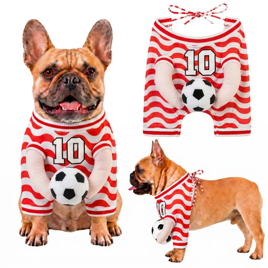 Adorable Summer Pet Outfit - Cute Dog Clothes with Stuffed Ball & Faux Hands for Small/Medium Pets