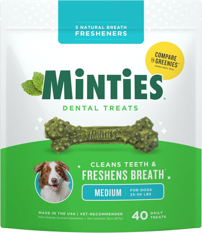 Minty Dental Chews for Dogs 🐶🌿 20ct Vet‑Recommended Treats Clean Teeth & Freshen Breath