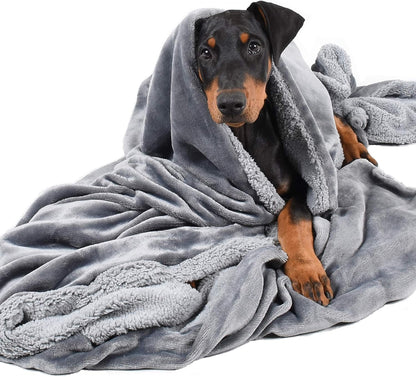 Luxury Black Fleece Dog Blanket for Large Dogs - Soft, Washable, Perfect for Couch, Sofa, Car Seats & Beds - 50x60 Inches