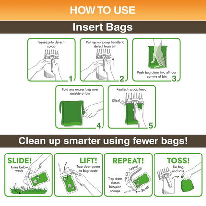 Neater Pets Lift N' Bag Dog Pooper Scooper - 31" Extended Reach, Effortless One-Handed Use, Extra-Large USA-Made Bags