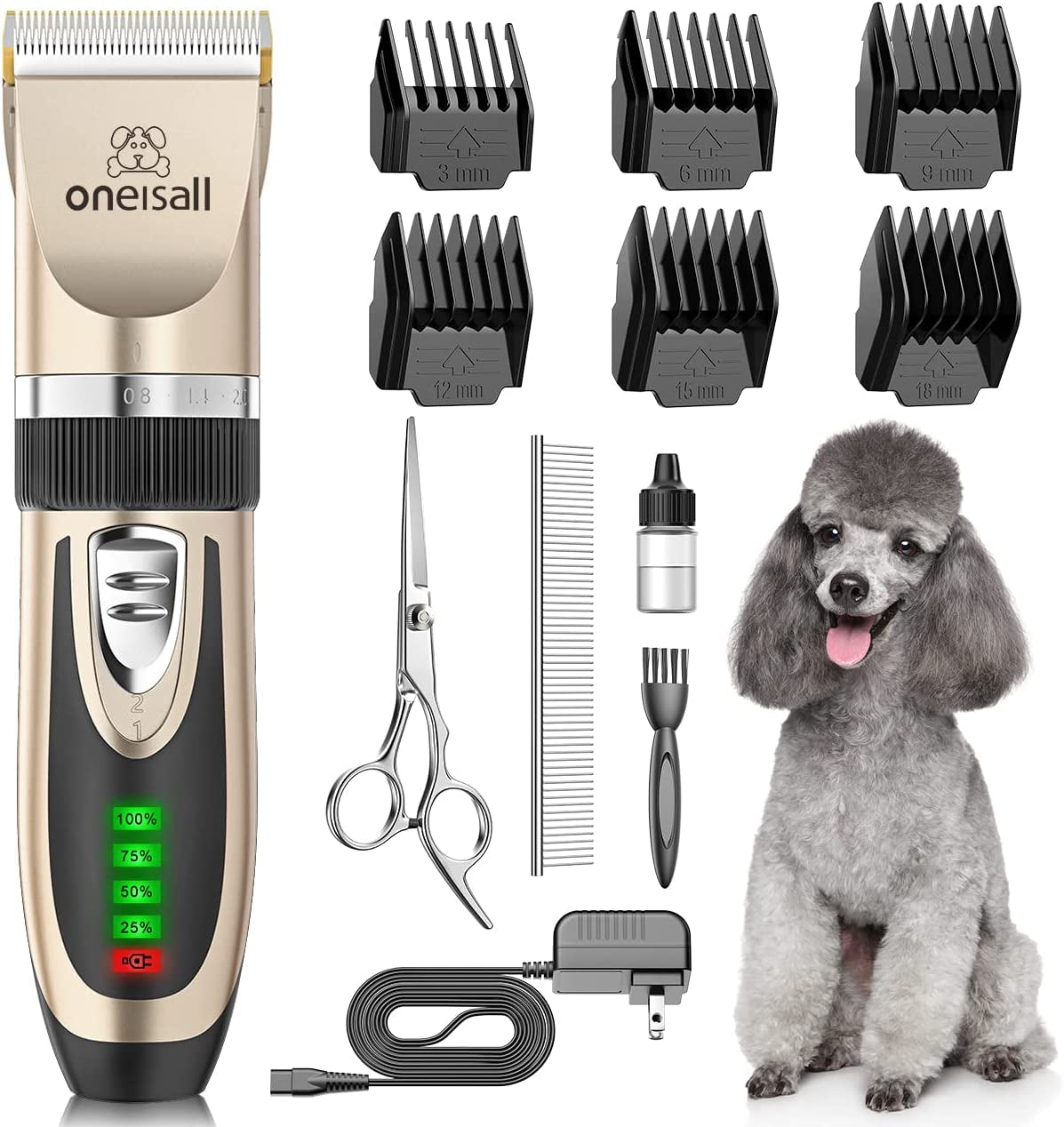 Oneisall Cordless Dog Grooming Clippers 🐾✨ Quiet, Sharp, Waterproof Trimmer Kit