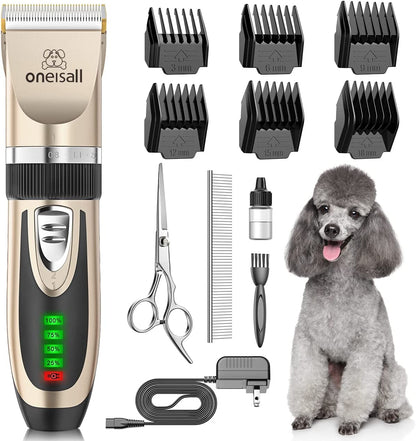 Oneisall Cordless Dog Grooming Clippers 🐾✨ Quiet, Sharp, Waterproof Trimmer Kit
