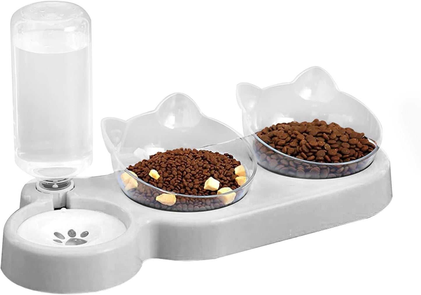 🐶🐱✨ Double Elevated Dog & Cat Bowl Set — 15° Tilted Raised Dishes (Indoor, Small/Medium Pets)