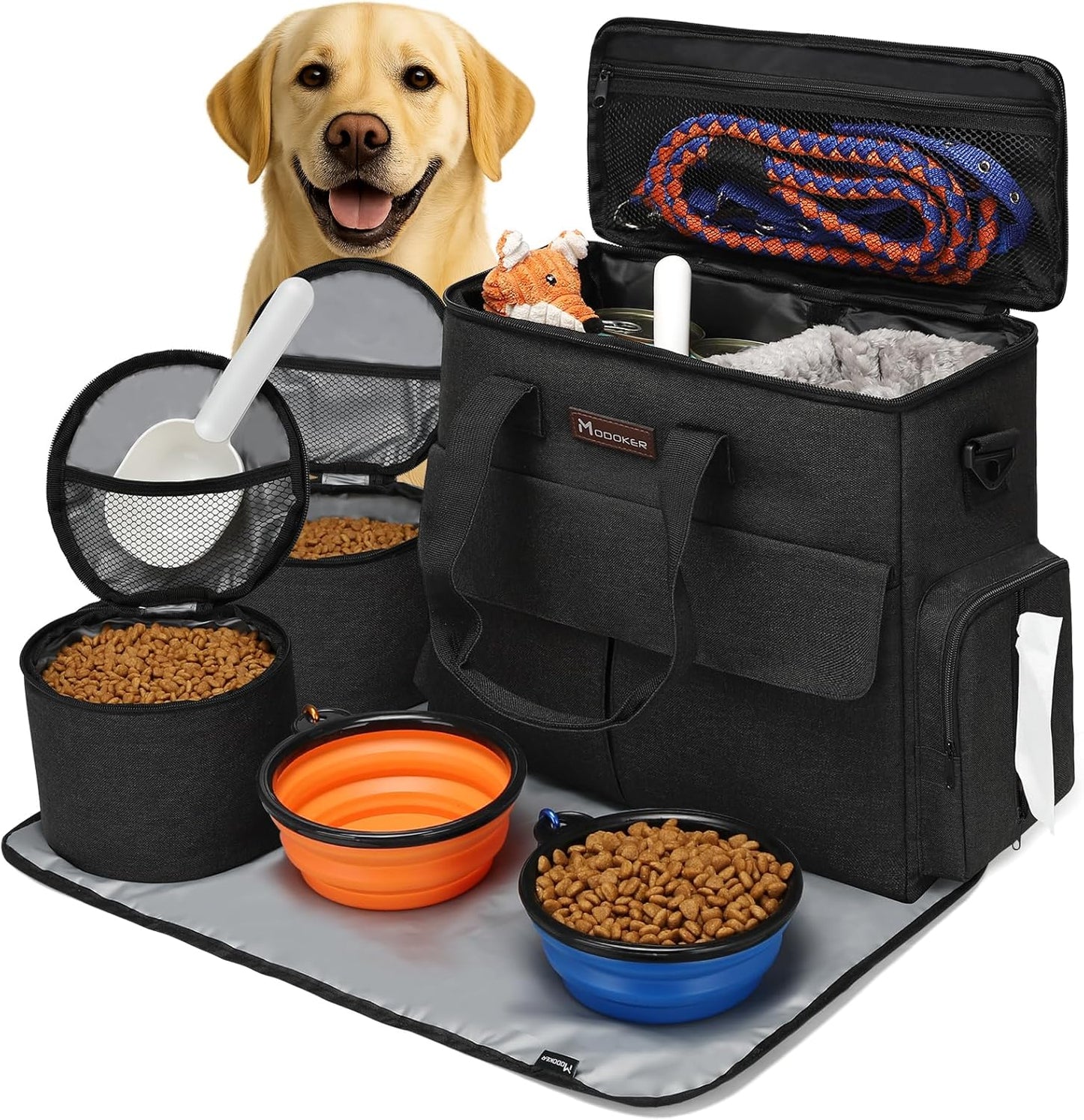 Modoker Dog Travel Bag ✈️🐾 Airline‑Approved Weekend Organizer w/ Bowls & Food Bags