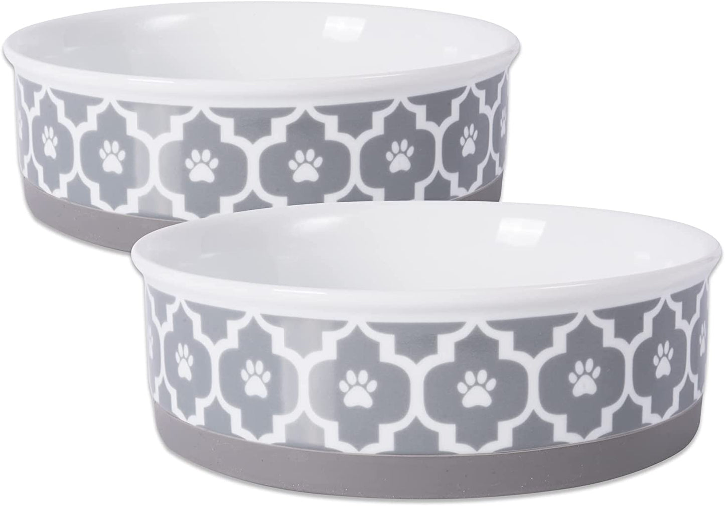 Ceramic Non‑Skid Pet Bowls 🍽️🐾 Set of 2 Lattice Design for Cats & Dogs – 4.25"