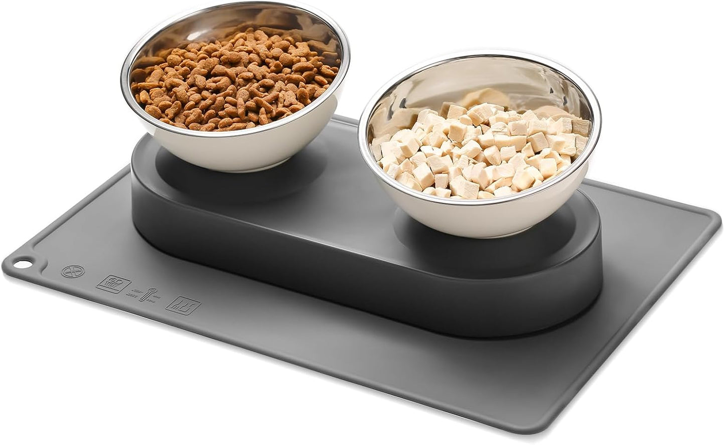 🐶🐱✨ Double Elevated Dog & Cat Bowl Set — 15° Tilted Raised Dishes (Indoor, Small/Medium Pets)
