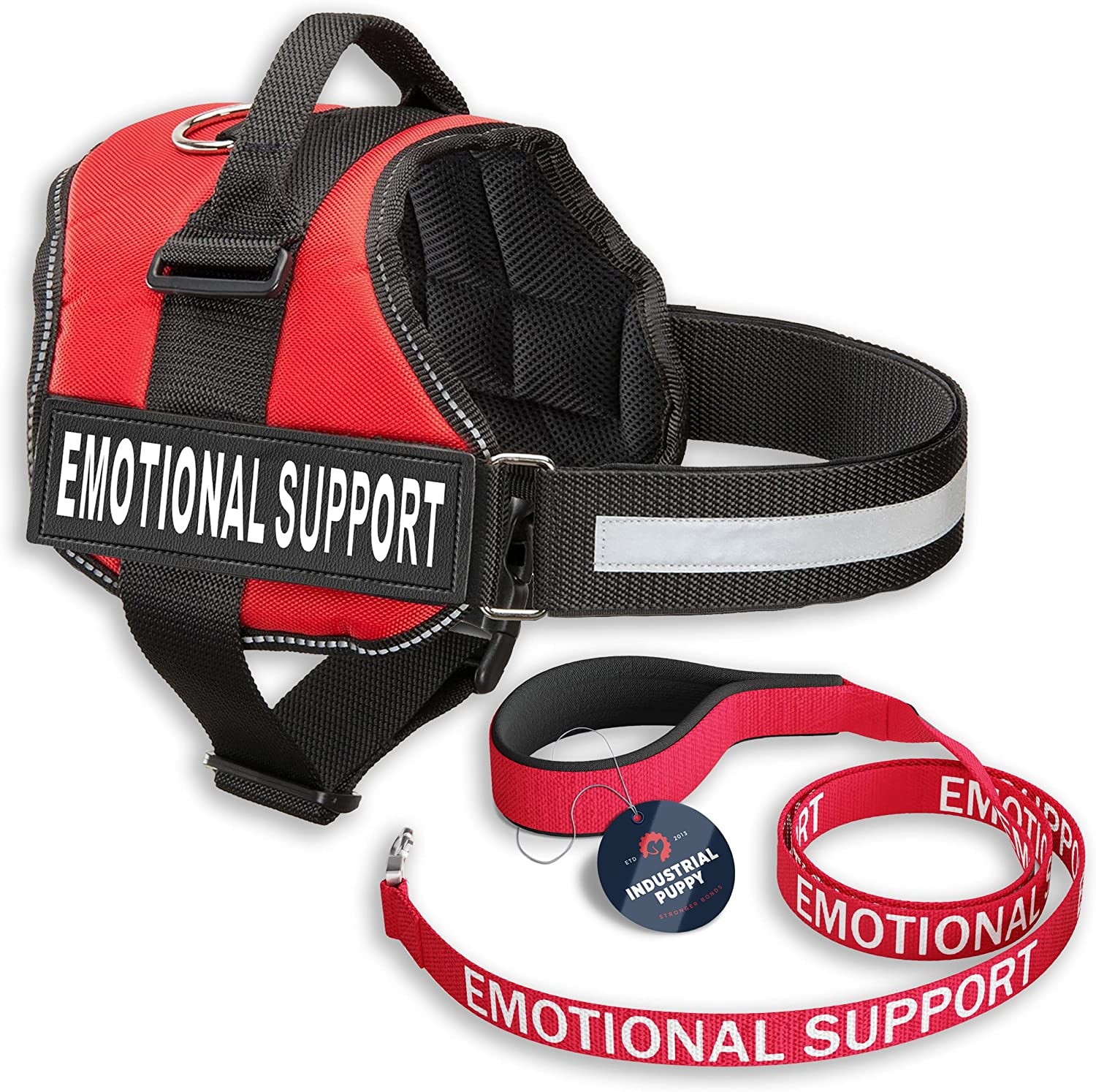 Comfort & Safety for Your Pup: Adjustable Emotional Support Dog Vest Harness - Pink, Large (27-33") with Reflective Straps, Removable Patches, and Convenient Handle
